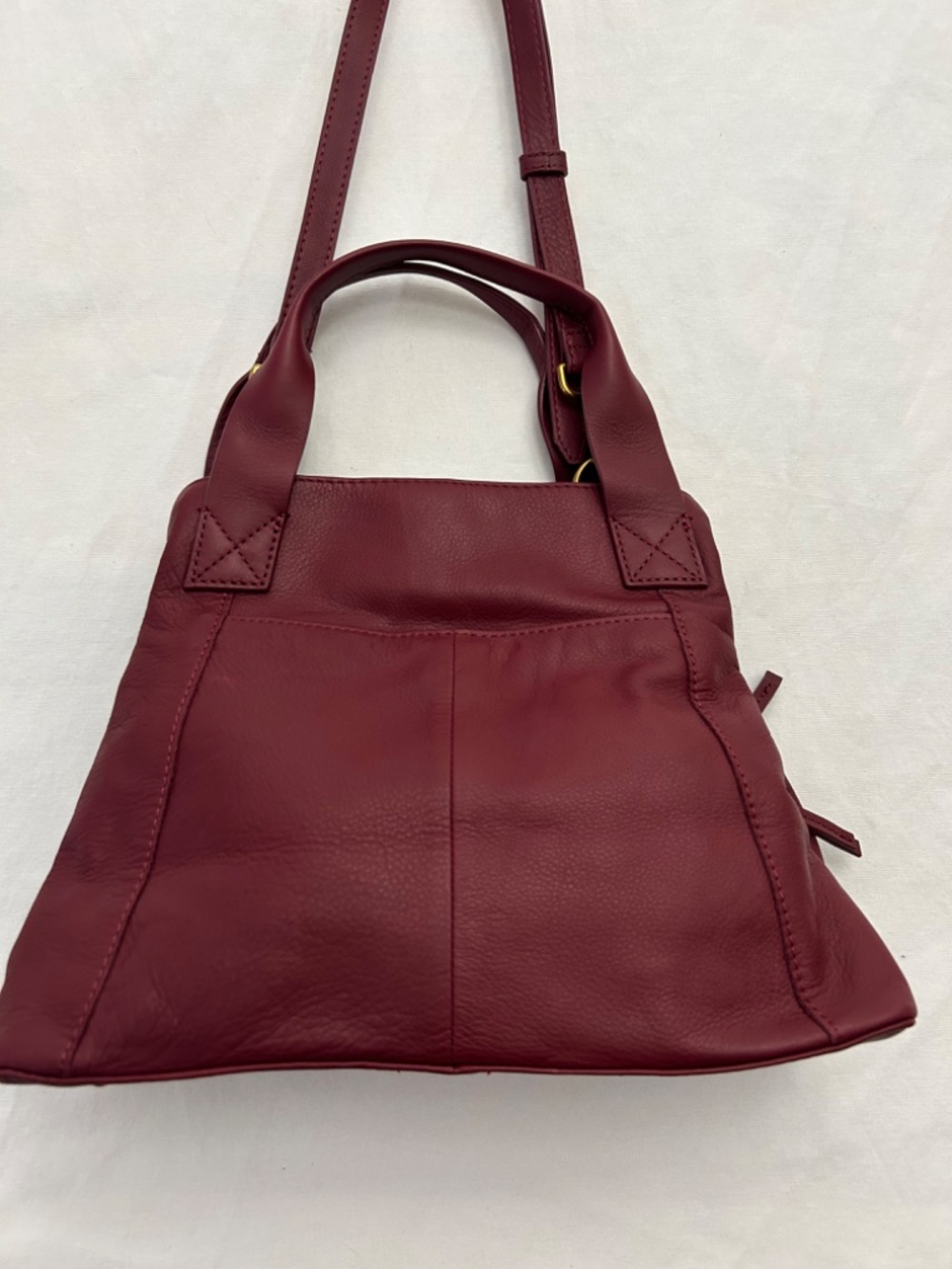 American Leather Co. Ada Triple Entry Leather Satchel Dark Cherry/Burgundy Wine - Picture 2 of 12